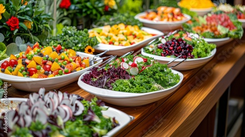Fresh and Vibrant Gourmet Salad Buffet A Colorful Array of Healthy and Delicious Options for Any Event or Gathering photo