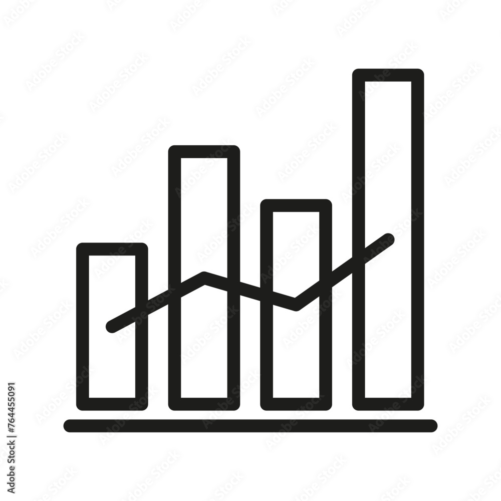 Bar graph with trend line. Business data analysis. Growth statistics report. Vector illustration. EPS 10. Bar graph with trend line. Business data analysis. Growth statistics report. Vector illustration. EPS 10.