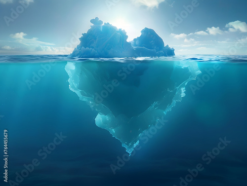 Mesmerizing Iceberg Reflection Glimmering in the Vast,Tranquil Ocean