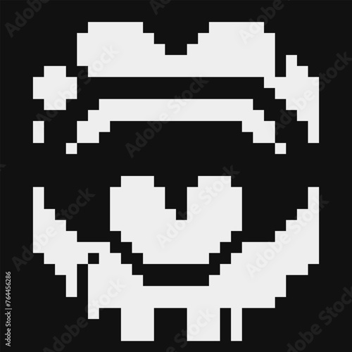Abstract lips sticker pixel art icon, showing tongue background. Design logo, badges, patches, web, app. Open female mouth abstract vector illustration. Game assets 8-bit. 