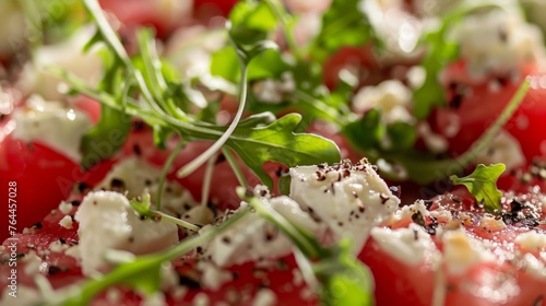 Vibrant Watermelon and Feta Salad with Fresh Microgreens and Cracked Black Pepper A Refreshing Summer Delight