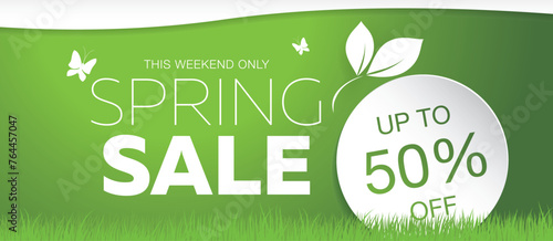 spring sale banner layout template design, vector illustration