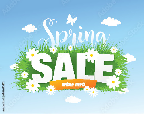 spring sale banner layout template design, vector illustration