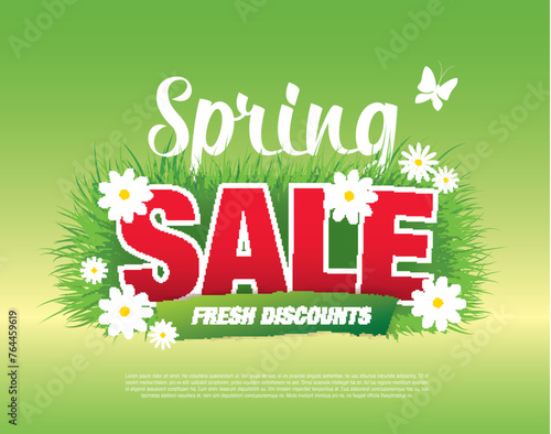 spring sale banner layout template design, vector illustration