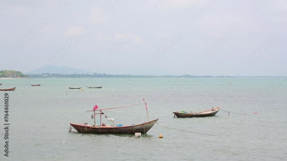 ocean and sea view with fishing boat, natural background in summertime ocean and sea view with fishing boat, natural background in summertime