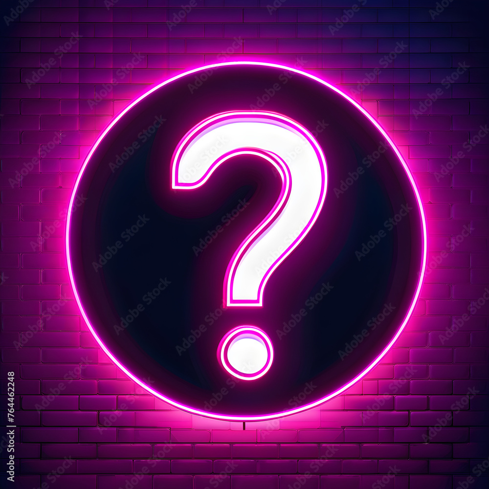 Naklejka premium Pink Neon Question Mark Icon: Eye-catching Symbol for Attention-Grabbing Designs(Generative AI)