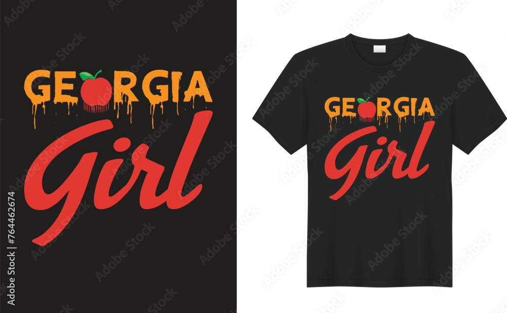 Georgia peache Graphic T-shirt Design. Georgia girl. Vector lettering, typeface. Pop art stylized text. Old school style letters. poster, banner, t shirt typography design. Georgia peache Graphic T-shirt Design. Georgia girl. Vector lettering, typeface. Pop art stylized text. Old school style letters. poster, banner, t shirt typography design.