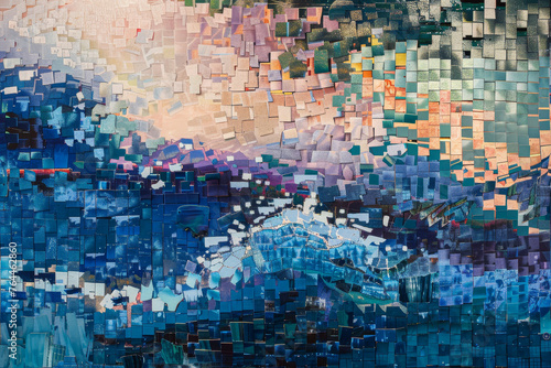 A digital mosaic--waves of tiny squares form an abstract tapestry. Each pixel holds a secret--coded messages, hidden algorithms, and encrypted memories