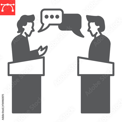 Debate line icon, election and political, accusation vector icon, vector graphics, editable stroke outline sign, eps 10.