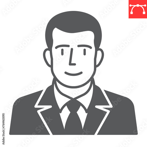 President glyph icon, election and politician, minister vector icon, vector graphics, editable stroke solid sign, eps 10.