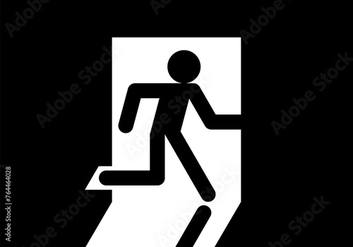 Black escape emergency exit door icon flat vector design