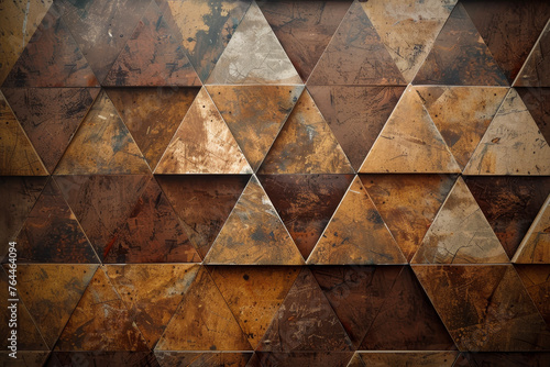 A abstract background of brown and beige triangles, stacking and arranging on the plane.