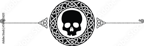 Gothic Celtic Symbols Header - Triquetra, Knot Ring, Skull