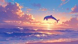 イルカと夕日の風景12