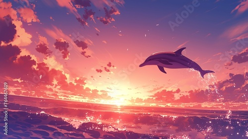イルカと夕日の風景6