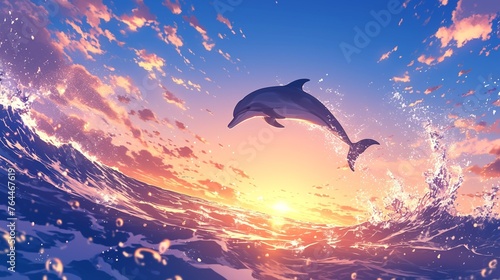 イルカと夕日の風景8