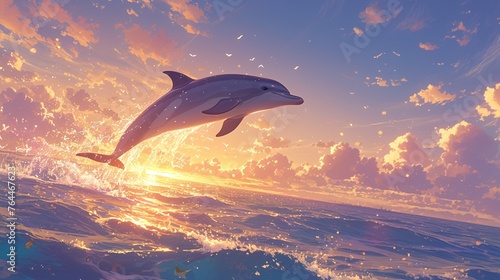 イルカと夕日の風景7