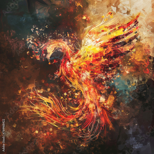 Vibrant Phoenix Abstract Art in Warm Colors