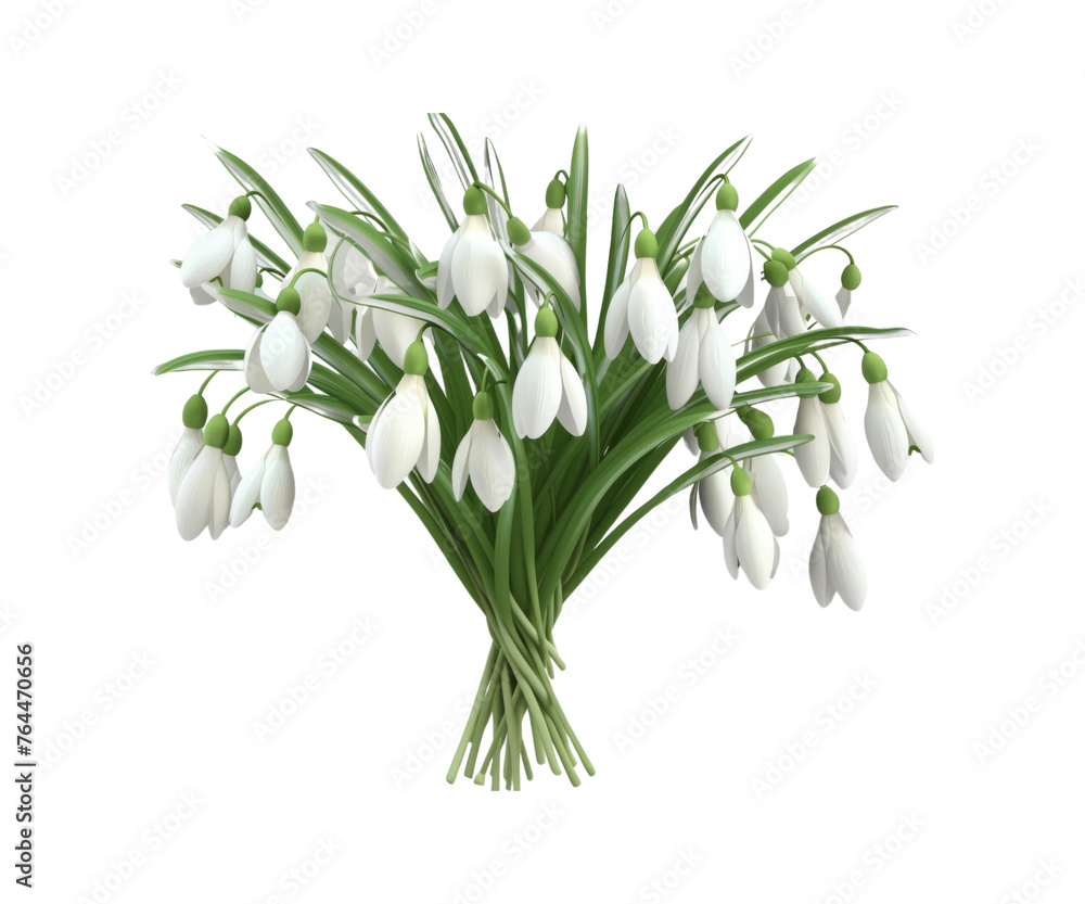Spring Snowdrops and Lily of the Valley in White Isolated Setting Spring Snowdrops and Lily of the Valley in White Isolated Setting