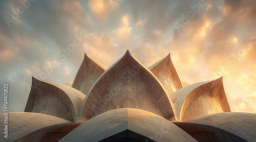 Iconic architectural curves against a sunset sky with clouds,ai generated © Rajesh