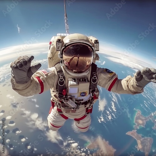 Astronaut floating in space