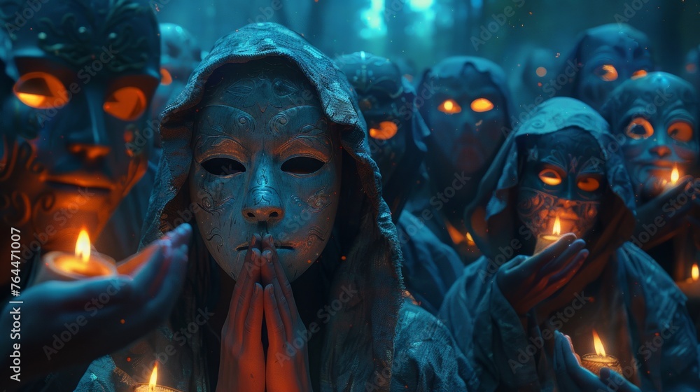 Metal-masked monks of an ancient dark magic cult Metal-masked monks of an ancient dark magic cult