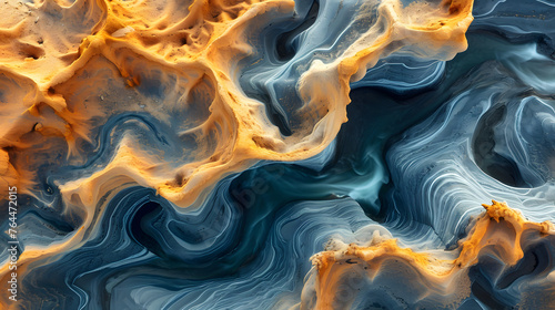 Abstract patterns formed by winding river channels, showcasing the intricate shapes created by flowing water photo