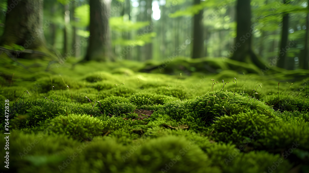 The intricate details of moss-covered forest floors, capturing the lush and textured carpet of nature