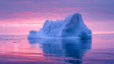 Sculptural icebergs during the soft light of dawn, highlighting their unique forms and textures