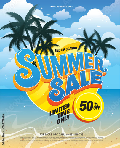 hot summer sale template banner design