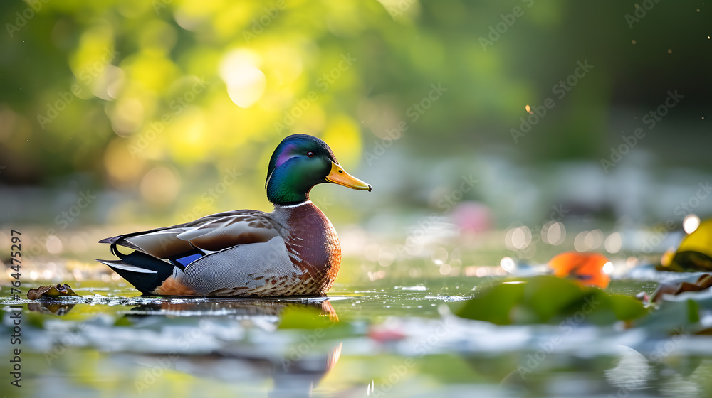 Obraz premium The diverse waterfowl that inhabit these environments. Focus on capturing their reflections in calm waters