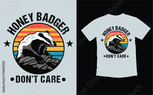 Vintage sunset Honey Badger Vector t shirt design. Animals t shirt graphics resources, Honey Badger. 