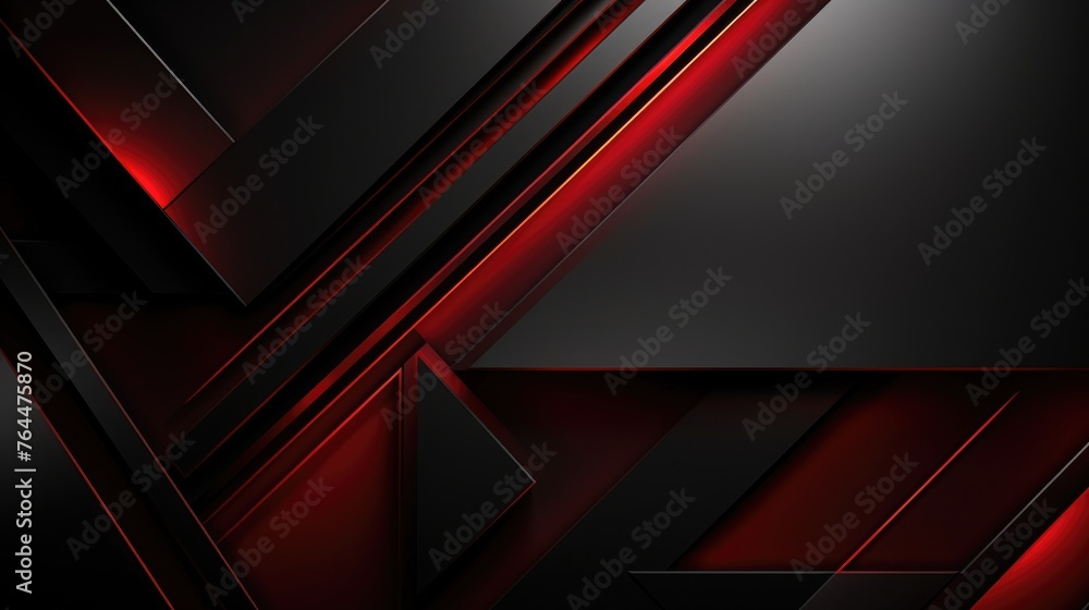 Black red color abstract modern luxury background. Geometric shape. Triangles, squares, rectangles, stripes, lines. Futuristic. 3d effect. Gradient