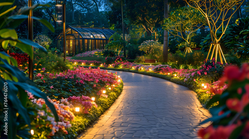 Gardens with flowers that bloom at night. Capture their beauty under moonlight or with creative artificial lighting photo
