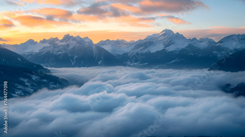 Dramatic cloud inversions where clouds fill valleys below mountain peaks