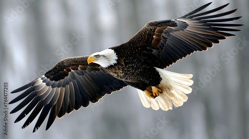 Birds of prey, such as eagles or hawks, in flight. Try to capture their soaring movements against the sky photo