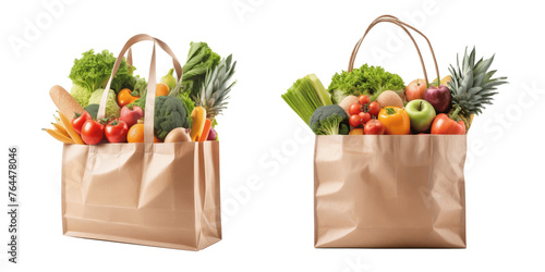 bag of groceries isolated on transparent background