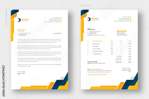 Professional invoice and letterhead design for the corporate office. letterhead, invoice design illustration. Simple and creative modern corporate clean design. photo