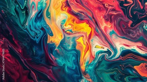 This image captures the essence of colorful liquid art with psychedelic swirls creating an abstract, dreamlike pattern.