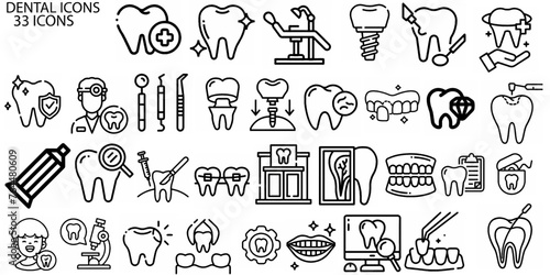 Teeth and dentistry 33 icon set
 photo