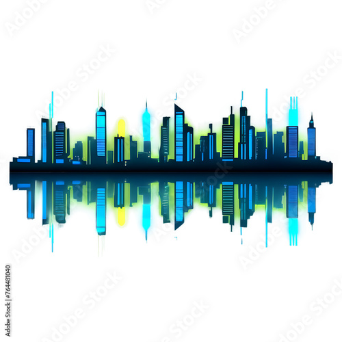 Cyberpunk city skyline frame border with futuristic skyscrapers Transparent Background Images