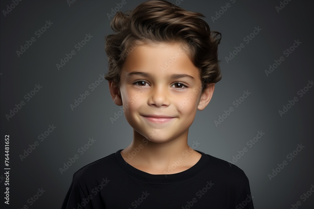 Portrait of a smiling little boy in black t-shirt. Portrait of a smiling little boy in black t-shirt.