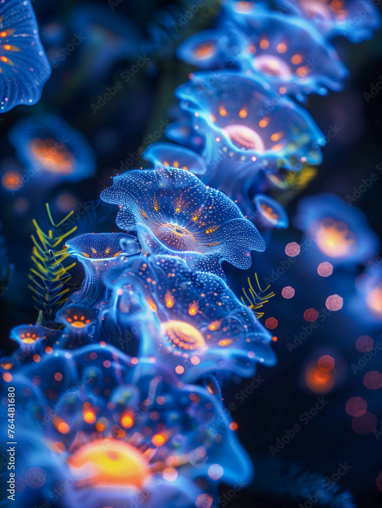 Bioluminescent Delight: Macroscopic View of Glowing Deep-Sea Organisms
Bioluminescent Delight: Macroscopic View of Glowing Deep-Sea Organisms