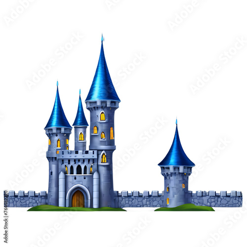 Enchanted fairy tale castle border with magical towers and turrets Transparent Background Images 