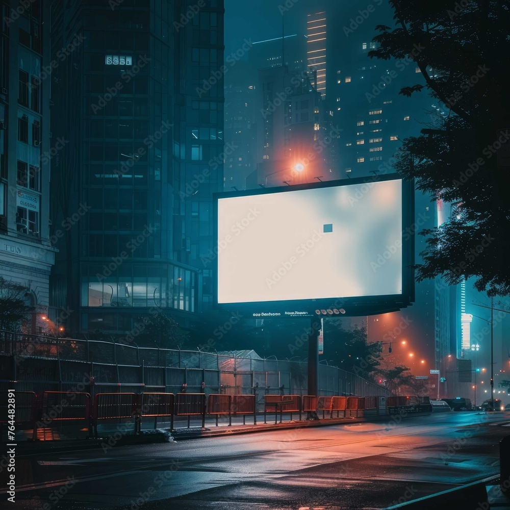 Billboard blank for outdoor advertising in the middle of Road Billboard blank for outdoor advertising in the middle of Road