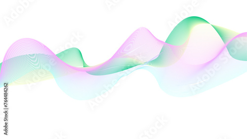 Simple Abstract flowing wave lines. Background Illustration, future technology concept template for backdrop. Pink, green wavy lines.