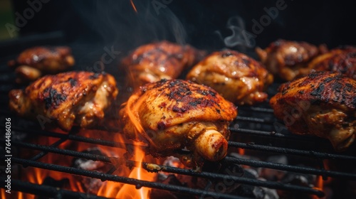 Chicken thighs on the grill