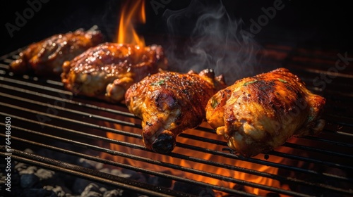 Chicken thighs on the grill