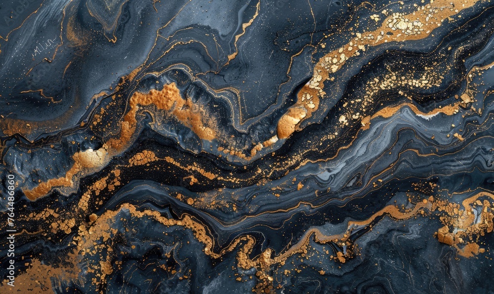 An exquisite top view of a marble surface featuring elegant grey tones and rich gold veins, creating a luxurious and sophisticated texture. An exquisite top view of a marble surface featuring elegant grey tones and rich gold veins, creating a luxurious and sophisticated texture.