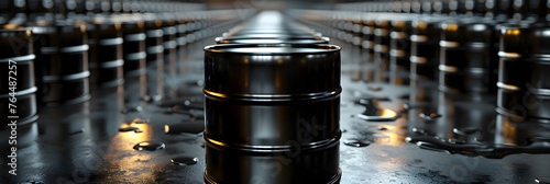 Black Oil Barrels or Cans in the Background , Black oil barrel on dark background 